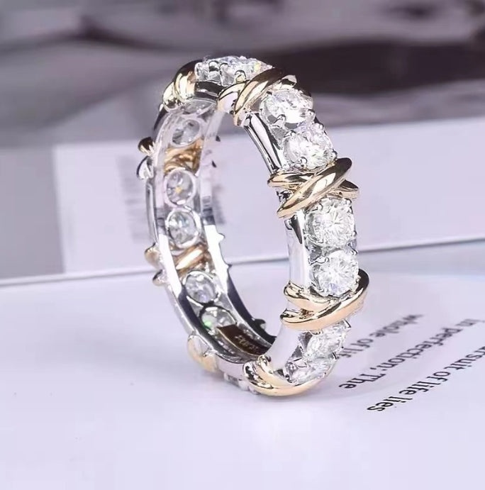 Zircon plastic rings, zircon plastic cross diamond rings, zircon rings as jewelry gifts for women