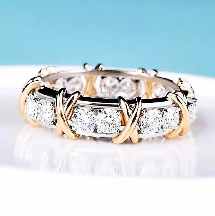 Zircon plastic rings, zircon plastic cross diamond rings, zircon rings as jewelry gifts for women