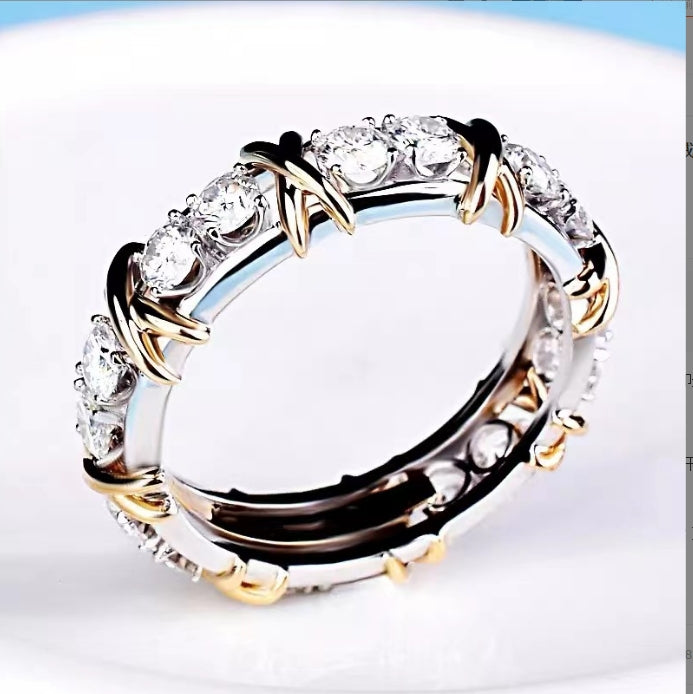 Zircon plastic rings, zircon plastic cross diamond rings, zircon rings as jewelry gifts for women