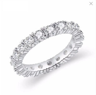 Wedding Band Round Cubic Zirconia Full Eternity Stackable Engagement Ring For Women