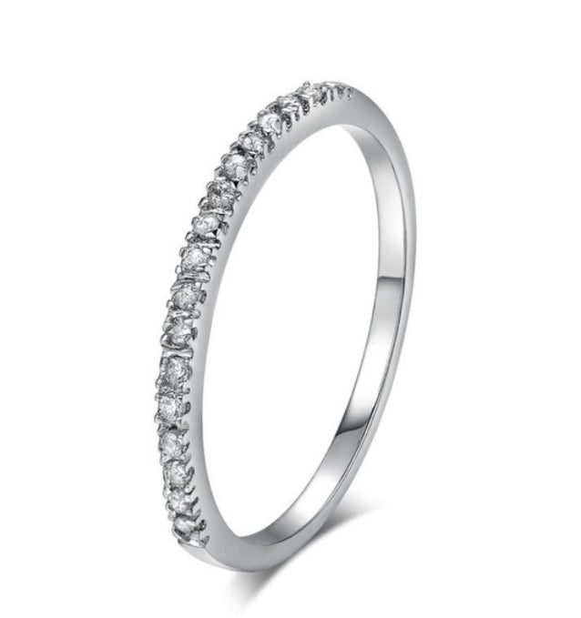 Wedding Band Cubic Zirconia Half Eternity Stackable Engagement Ring