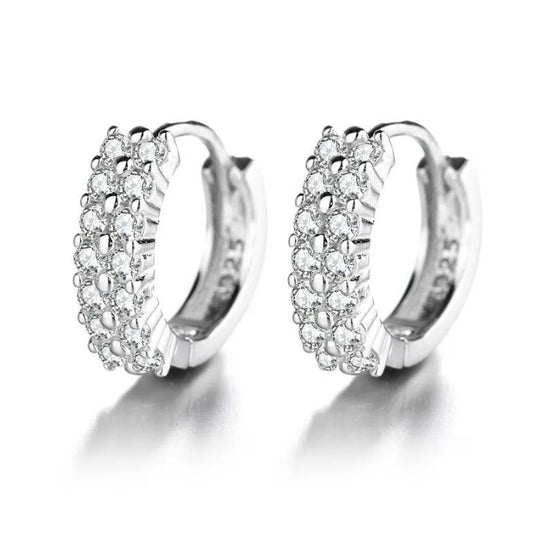 Double Row Diamond Circle Zircon Earrings