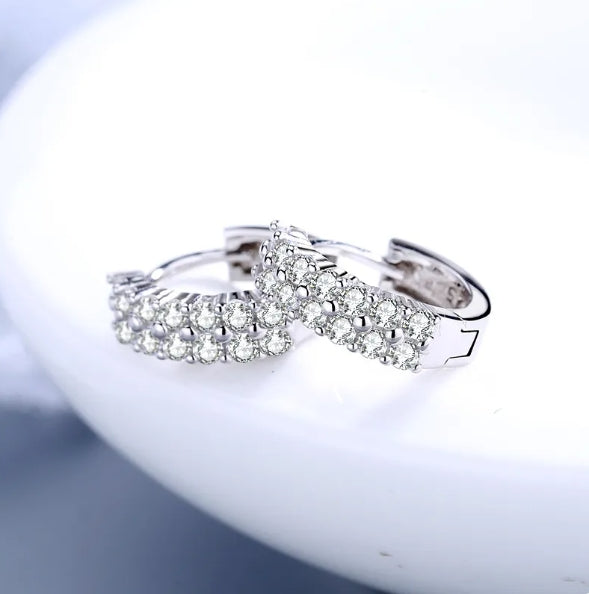 Double Row Diamond Circle Zircon Earrings