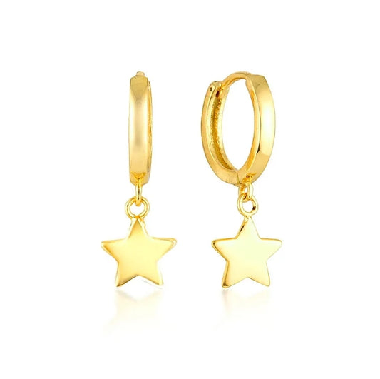 Star Earrings  Polished Leverback Earrings Dangle Drop Jewelry for Women