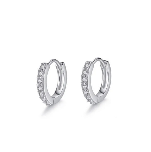 14K White Gold Plated Sterling  Hoop Earrings Tiny Small Hoop Earrings Cubic Zirconia Cartilage Dainty Hoop Earrings Birthday Gifts for Women Girls