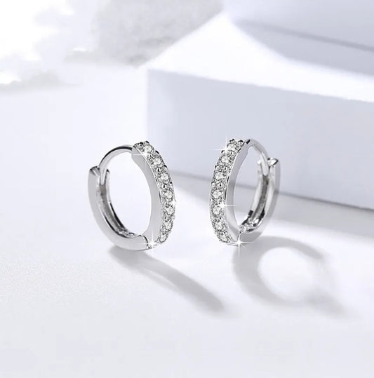 14K White Gold Plated Sterling  Hoop Earrings Tiny Small Hoop Earrings Cubic Zirconia Cartilage Dainty Hoop Earrings Birthday Gifts for Women Girls